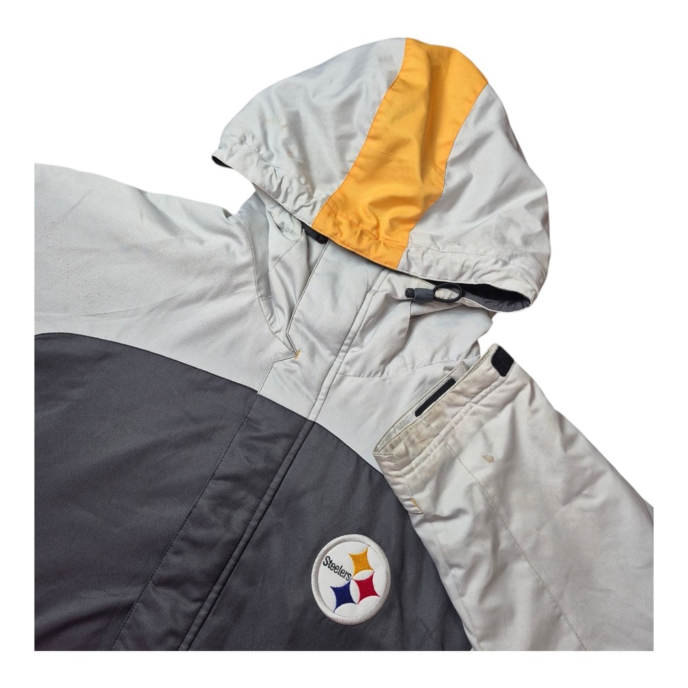 Reebok NFL‎ Team Apparel Pittsburgh Steelers Men's L Hooded Jacket Gray Yellow